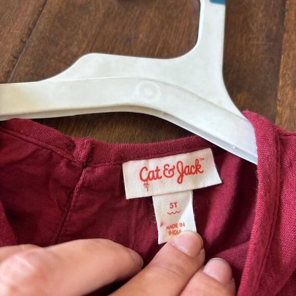 Cat and Jack Girls 5T Dress Red Floral Embroidered Gauzy Short Sleeve NEW - Picture 7 of 9